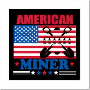 American Flag Miner Posters and Art